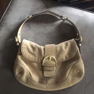 Coach tan suede shoulder bag